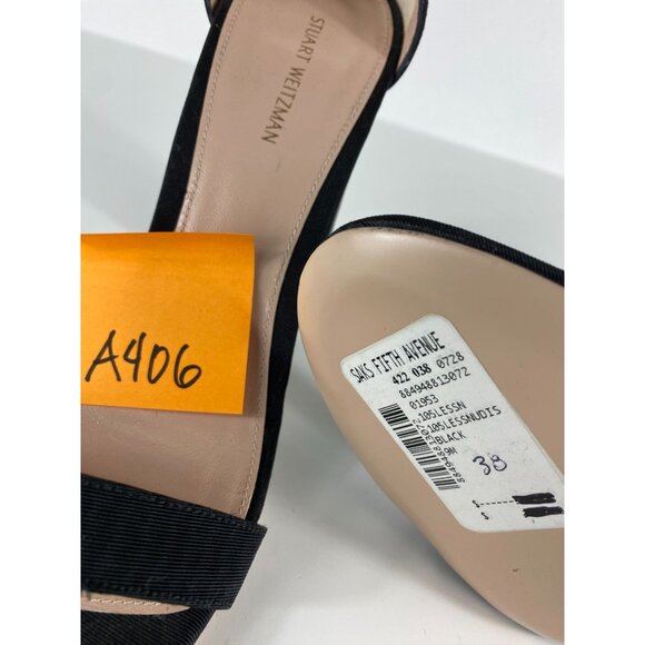 Stuart Weitzman Ankle Strap Block Heel Leather Sandal Black Women's 38eur A406 - Picture 8 of 8